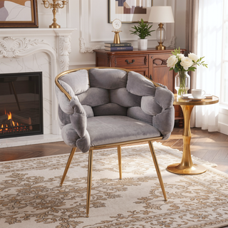 Sunvega Luxury Modern Velvet Single Sofa Chair for Bedroom Lazy Person Stool
