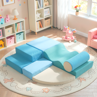 Sunvega Soft Climb and Crawl Foam Playset 6 in 1 with Stairs and Mats