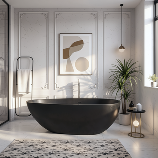 Sunvega Freestanding Solid Surface Soaking Bathtub with Ergonomic Design