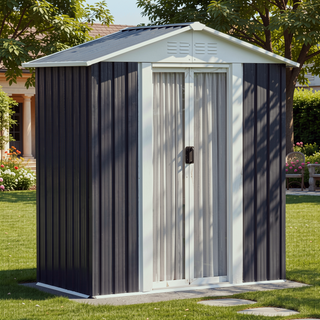 Sunvega Pent Roof Outdoor Storage Shed with Aluminum Alloy Frame and Sliding Door