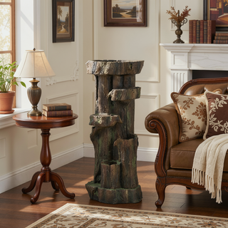 Sunvega Decorative Brown Water Fountain with Otter Design Light and Pump
