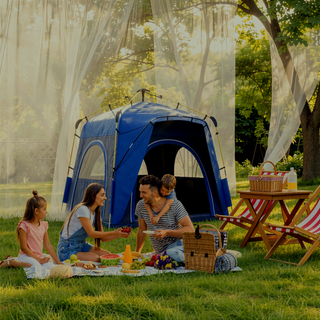 Sunvega Automatic Hydraulic Pop Up Tent for 4 Person Camping with Windows and Doors