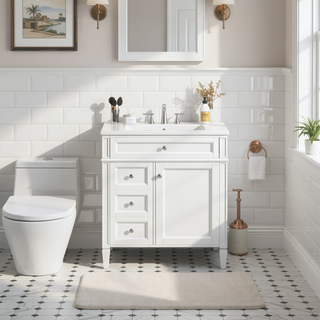 Sunvega Modern Minimalist 30'' Bathroom Vanity with Top Sink and Ample Storage