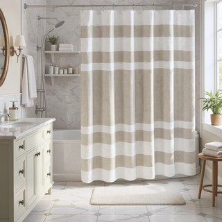 Sunvega Reversible Cotton Bath Rug with Plush Stripes and Textured Massage