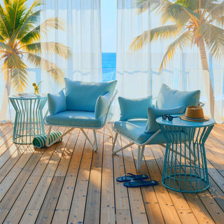 Sunvega Outdoor Lounge Chairs Set with Aqua Haze Cushions and Rain Covers