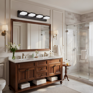 Sunvega Exclusive Original Design 4 Lights Bathroom Vanity Fixture in Matt Black