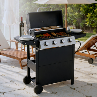 Sunvega 4 Burner Propane Gas Grill with Stainless Steel 34,000 BTU and Two Shelves