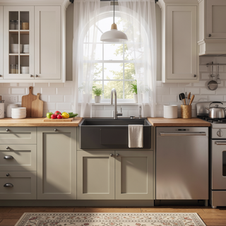 Sunvega 32x19 Inch Overmount Single Bowl Kitchen Sink in Brushed Nickel
