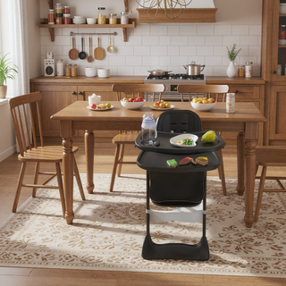 Sunvega Adjustable Baby High Chair with Safety Belt Lockable Wheels for Home Dining