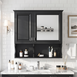 Sunvega 30 Inch Wall Mounted Mirror Medicine Cabinet with Adjustable Shelf