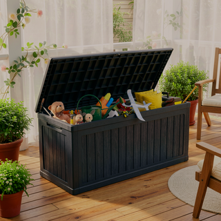 Sunvega XXL 260 Gallon Large Outdoor Storage Deck Box with Lockable Waterproof Resin