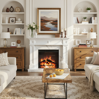 Sunvega Handcrafted Pine Wood Fireplace Mantel Shelf with Distinctive Wood Grain