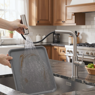 Sunvega Single Handle Kitchen Sink Faucet with Pull Out Sprayer and Deck Plate