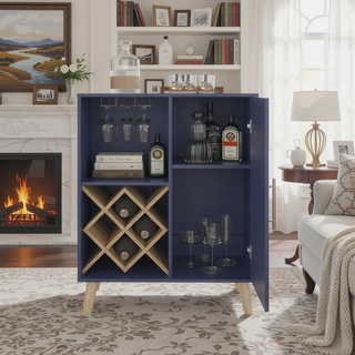 Sunvega Angela Bar Cabinet with Wine Rack, Multifunctional Compartments and Scratch-Resistant Surface