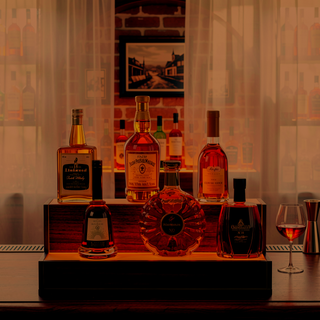 Sunvega 24 Inch Freestanding LED Lighted Liquor Bottle Display Shelf with App Remote Control