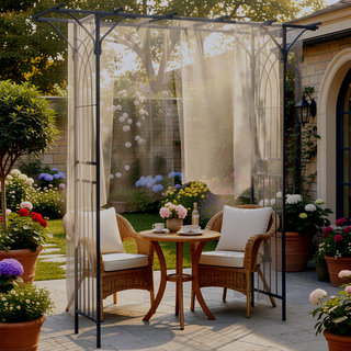 Sunvega Decorative Metal Garden Trellis Arch with Durable Steel Tubing and Elegant Scrollwork