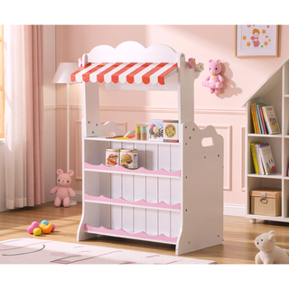 Sunvega Kids 2 In 1 Funnel Pink Pretend Play Kitchen and Market Stall
