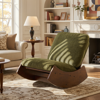 Sunvega Solid Wood Frame Corduroy Upholstery Glider Rocking Chair for Nursery