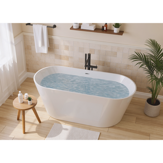 Sunvega 55 Inch Freestanding Acrylic Soaking Bathtub with Superior Insulation and Modern Design