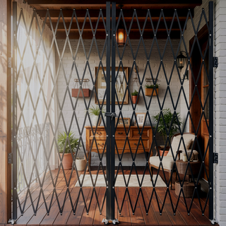 Sunvega Double Folding Security Gate with 360 Degree Rolling Caster and Lock