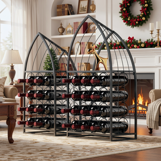 Sunvega Boat-Shaped Freestanding Metal Wine Rack Set for Home Bar Kitchen Storage