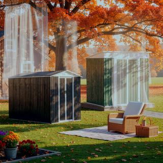Sunvega Pent Roof Outdoor Storage Shed with Aluminum Alloy Frame and Sliding Door