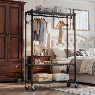 Sunvega Heavy Duty Rolling Garment Rack with Wheels and Adjustable Height for Versatile Use