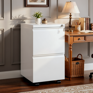Sunvega 2 Drawer Mobile File Cabinet with Lock for Legal Letter A4 Size