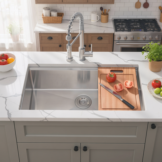 Sunvega 33 x 19 Inch Undermount Stainless Steel Workstation Sink with Accessories