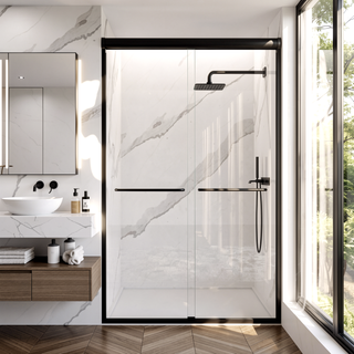 Sunvega 44-48 Inch Wide 72 Inch High Semi-Frameless Double Sliding Shower Door