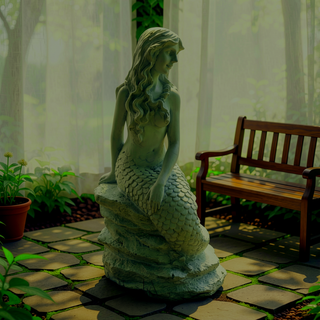 Sunvega Large Mermaid on Ocean Rock Outdoor Resin Garden Statue Sculpture