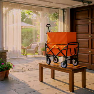 Sunvega Foldable Collapsible Wagon Cart with Extention Dual-Layer Design All-Terrain Wheels