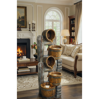 Sunvega Decorative Brown Water Fountain with Otter Design Light and Pump
