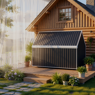 Sunvega Outdoor Steel Storage Shed with Lockable Doors and Clear Window for Garden