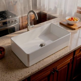 Sunvega 30 x 20 Inch Fireclay Farmhouse Apron Kitchen Sink With Accessories