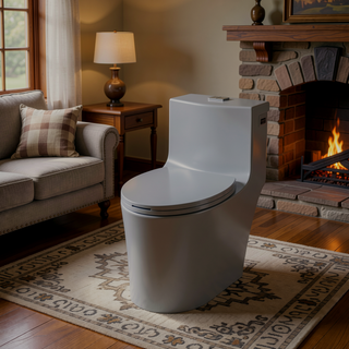 Sunvega Light Grey Elongated One-Piece Toilet with Dual Flush and Soft Closing Seat