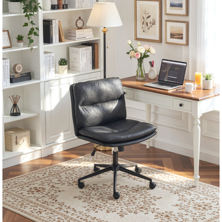 Sunvega Adjustable Swivel Criss-Cross Chair with Cushioned Wide Seat for Office