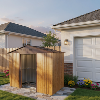 Sunvega 8x4ft Outdoor Metal Storage Shed with Galvanized Steel Panels and Foundation