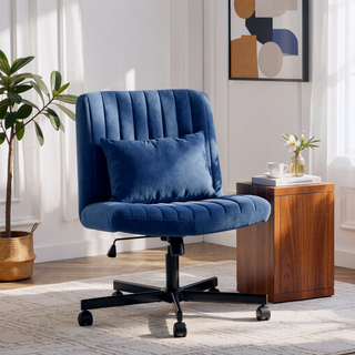 Sunvega Adjustable Ergonomic Armless Office Chair with Plush Linen Upholstery