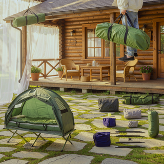 Sunvega All-in-One Folding Camping Cot Bed with Tent Air Mattress and Sleeping Bag