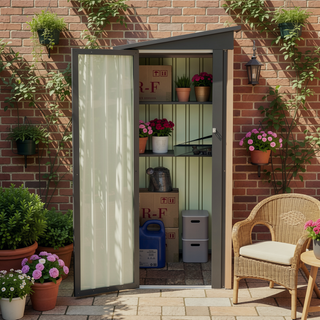 Sunvega 5FT x 3FT Grey Outdoor Pent Roof Garden Tool Storage Shed House