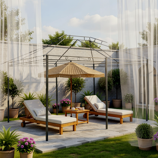 Sunvega 10 x 13 Outdoor Gazebo Canopy Shelter with Vented Roof and Sage Gray Curtains