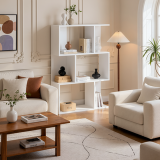 Sunvega Three-Tier Minimalist Shelving Unit with Grid Pattern for Home Storage