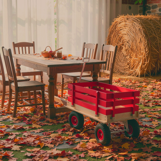 Sunvega Fresh Blue Solid Wood All-Terrain Toy and Garden Tool Cart Trolley
