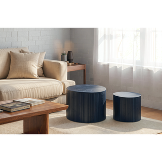 Sunvega Round Waterproof Nesting Coffee Table Set for Living Room Sofa Corner