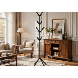 Sunvega Modern Industrial 4-Tier Metal Coat Rack with 8 Hanging Hooks