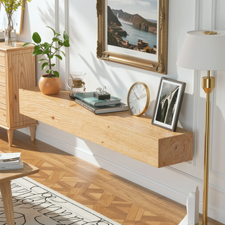Sunvega Handcrafted Pine Wood Fireplace Mantel Shelf with Distinctive Wood Grain