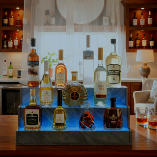 Sunvega 24 Inch Freestanding LED Lighted Liquor Bottle Display Shelf with App Remote Control