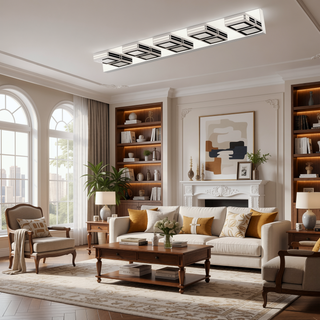 Sunvega Modern 7-Light LED Vanity Fixture with Square Acrylic Lampshades for Bathroom