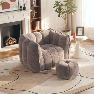 Sunvega Soft Chenille Bean Bag Chair with High Resilient Foam for Living Room